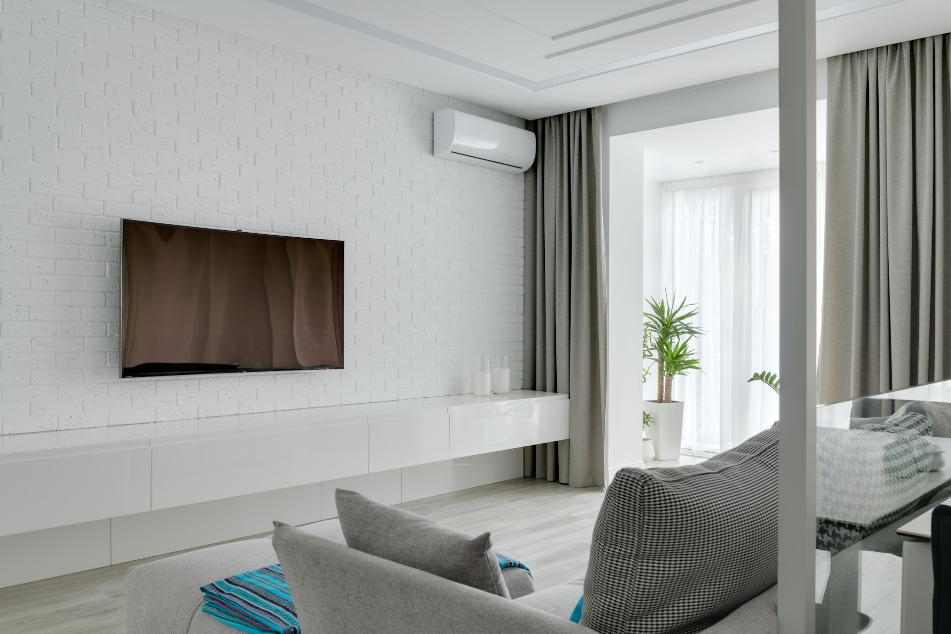 living room with ac system